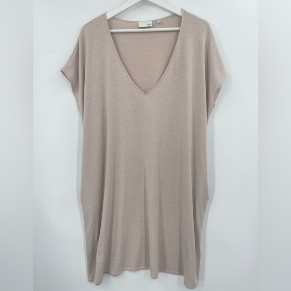 Aritzia Wilfred Free Marcoux Dress V-Neck Jersey Knit Medium Oversized Lagenlook - Picture 3 of 7